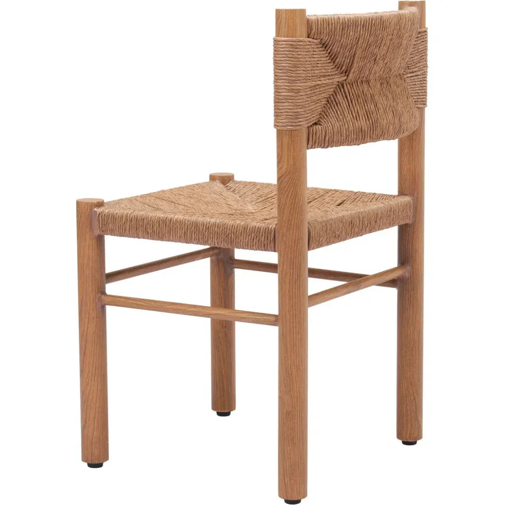 Iska Natural Wood Armless Dining Chair 2PC-Outdoor Dining Chairs-Zuo Modern-LOOMLAN