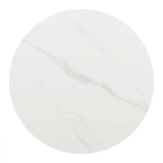 Izar Stone & Steel White Round Dining Table-Dining Tables-Zuo Modern-LOOMLAN