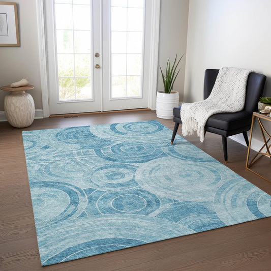 Jaelain Denim Washable Indoor-Outdoor Rug