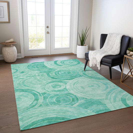 Jaelain Teal Washable Indoor-Outdoor Rug