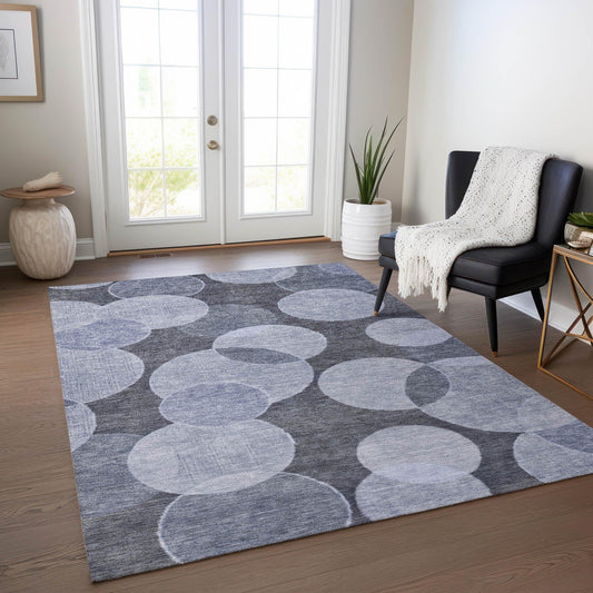 Jaelanor Blue Washable Indoor-Outdoor Rug