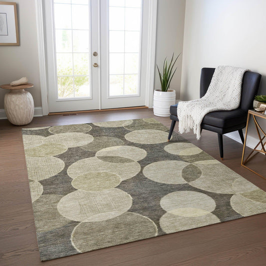 Jaelanor Brown Washable Indoor-Outdoor Rug