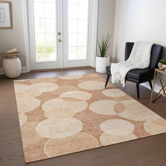 Jaelanor Orange Washable Indoor-Outdoor Rug
