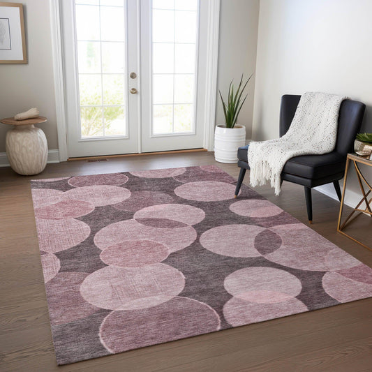 Jaelanor Pink Washable Indoor-Outdoor Rug