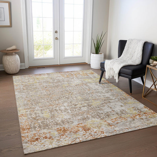 Jaelara Brown Washable Indoor-Outdoor Rug