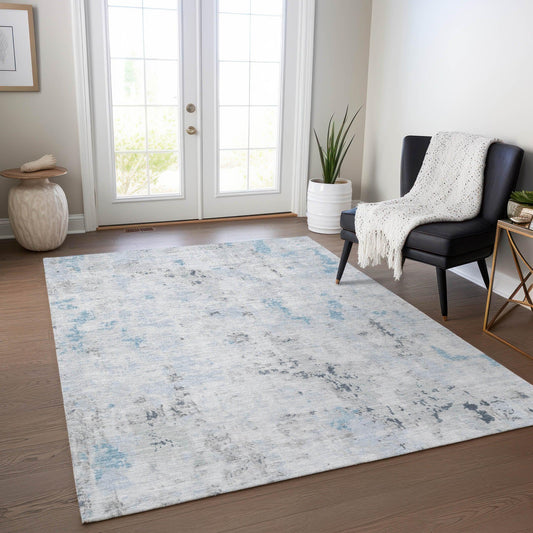 Jaelaris Blue Washable Indoor-Outdoor Rug