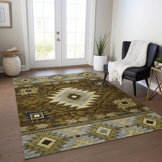 Jaelas Brown Washable Indoor-Outdoor Rug