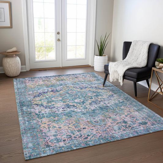 Jaelien Denim Washable Indoor-Outdoor Rug