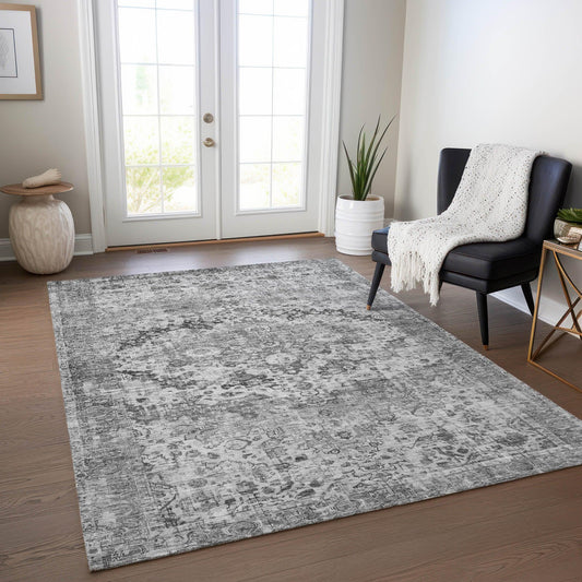 Jaelien Gray Washable Indoor-Outdoor Rug