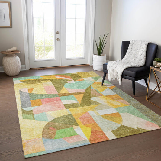 Jaelira Gold Washable Indoor-Outdoor Rug