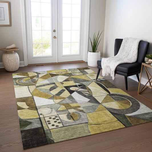 Jaelius Brown Washable Indoor-Outdoor Rug