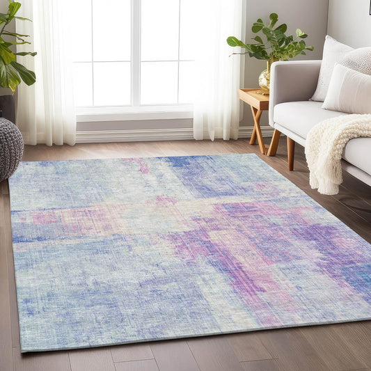 Jaelor Blue Washable Indoor-Outdoor Rug