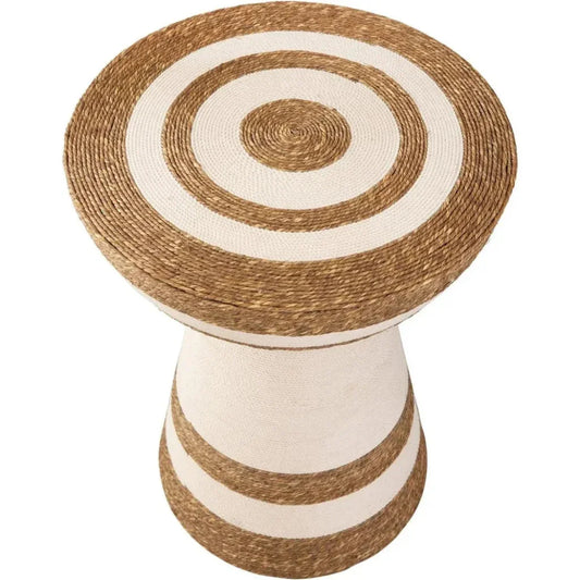 Jayce Iron and Jute Brown Round Accent Table - LOOMLAN - Bassett Mirror - Side Tables
