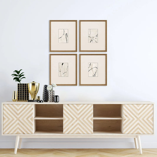 Jete Wood Black Framed Wall Art 4PC