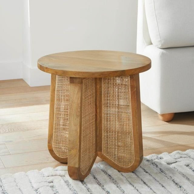 Jeylira Cane Base Round Lamp Table