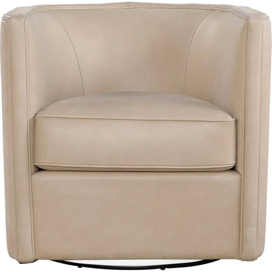 Jones Luxurious Leather Swivel Chair - LOOMLAN - Olivia + Quinn - Club Chairs