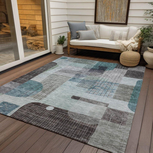 Jude Teal Washable Indoor-Outdoor Rug-Outdoor Rugs-LOOMLAN Rugs-LOOMLAN