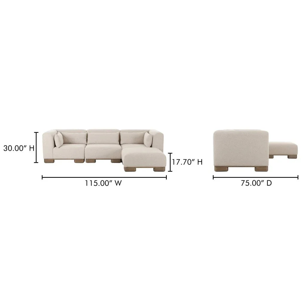 June Oatmeal Lounge Modular Sectional - LOOMLAN - Moe's Home - Sectionals
