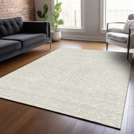Junia Ivory Washable Indoor-Outdoor Rug-Outdoor Rugs-LOOMLAN Rugs-LOOMLAN