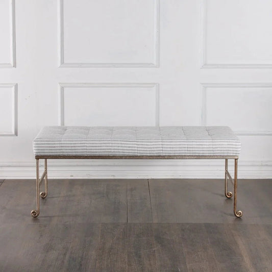 Justin White Fabric Bedroom Bench - LOOMLAN - Peninsula Home - Bedroom Benches