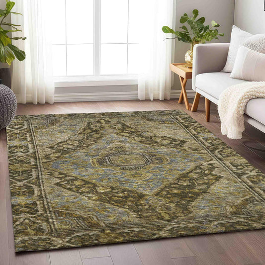 Kaelanor Brown Washable Indoor-Outdoor Rug