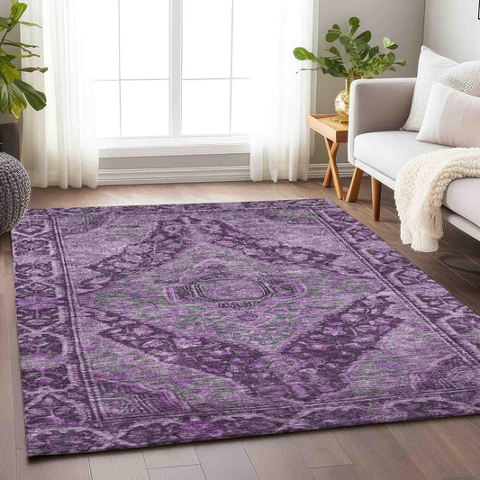 Kaelanor Purple Washable Indoor-Outdoor Rug