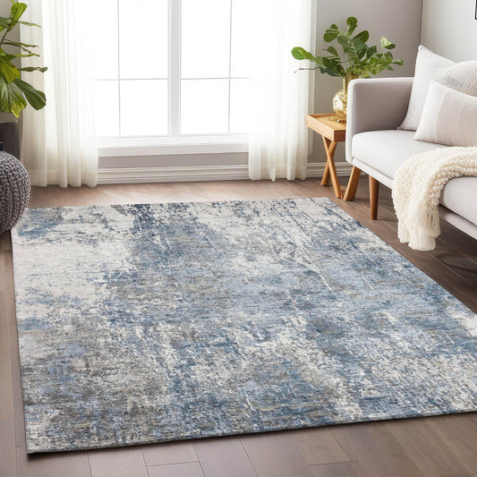 Kaelion Blue Washable Indoor-Outdoor Rug
