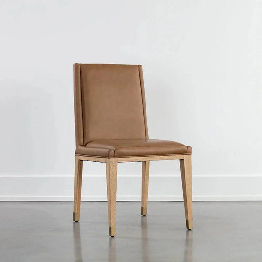 Kalla Dining Chair - Milliken Cognac Gold Foot Caps 2PC - LOOMLAN - SUNPAN - Dining Chairs