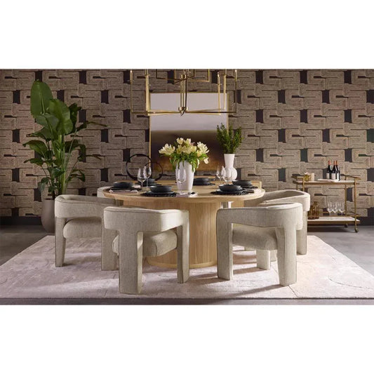 Kalla Wooden Round Dining Table-Dining Tables-SUNPAN-LOOMLAN