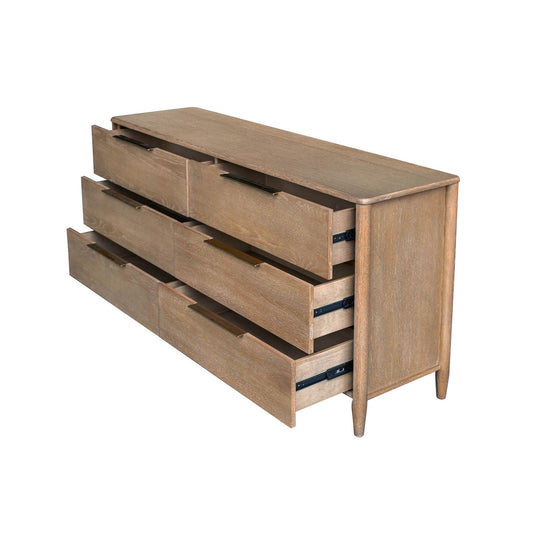 Kamelia Six Drawers Wood Dresser-Dressers-LH Imports-LOOMLAN