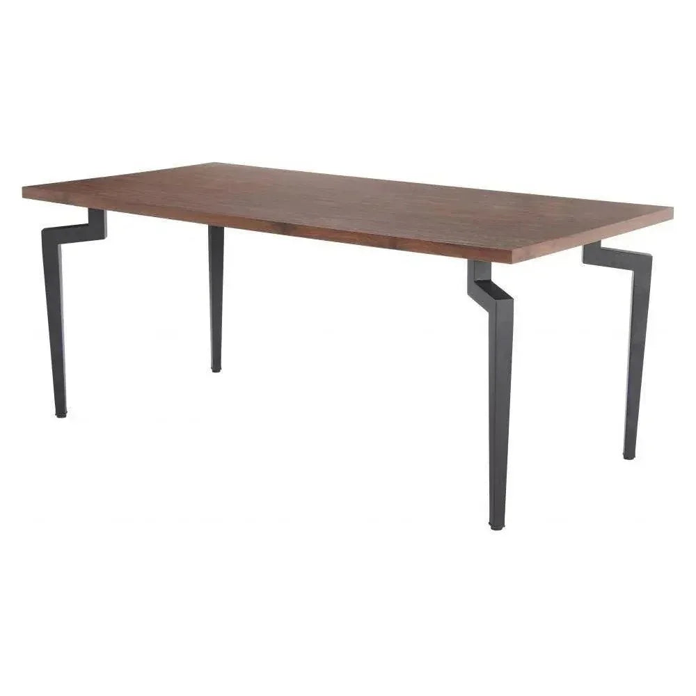 Kani Wood & Steel Walnut Rectangular Dining Table-Dining Tables-Zuo Modern-LOOMLAN