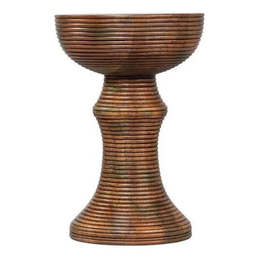 Kayan Mango Wood Brown Round End Table - LOOMLAN - Side Tables