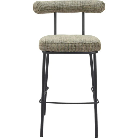 Kede Steel Green Tweed Barstool - LOOMLAN - Zuo Modern - Bar Stools