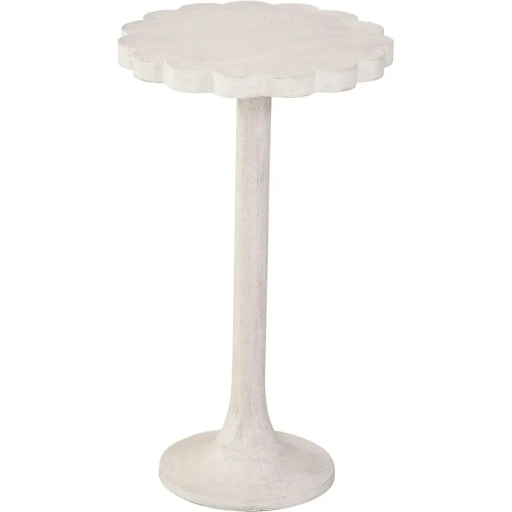 Keiran Wood White Round Accent Table - LOOMLAN - Bassett Mirror - Side Tables