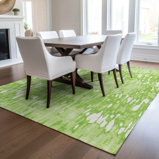 Ken Lime Washable Indoor-Outdoor Rug-Outdoor Rugs-LOOMLAN Rugs-LOOMLAN
