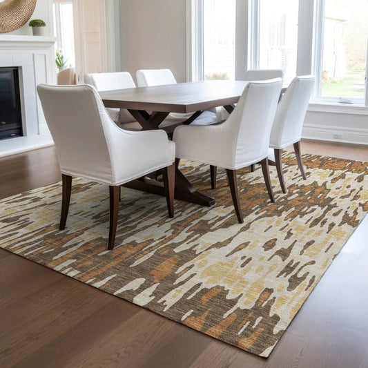 Ken Orange Washable Indoor-Outdoor Rug-Outdoor Rugs-LOOMLAN Rugs-LOOMLAN