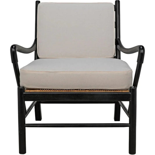 Kevin Wood and Rattan Black Arm Chair - LOOMLAN - Noir - Accent Chairs