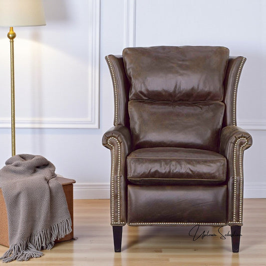 Kinetic Brown Leather Power Push Button Recliner