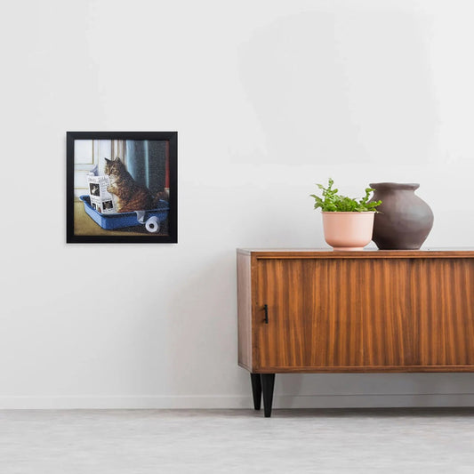 Kitty Throne Neutral Framed Wall Art