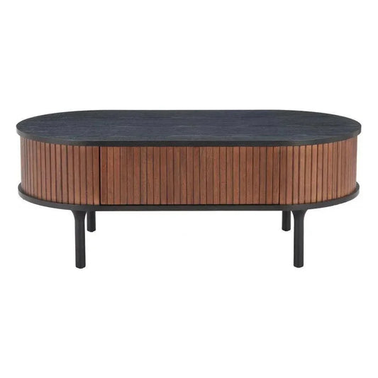 Koriana Wood Black & Walnut Oval Coffee Table - LOOMLAN - Zuo Modern - Coffee Tables