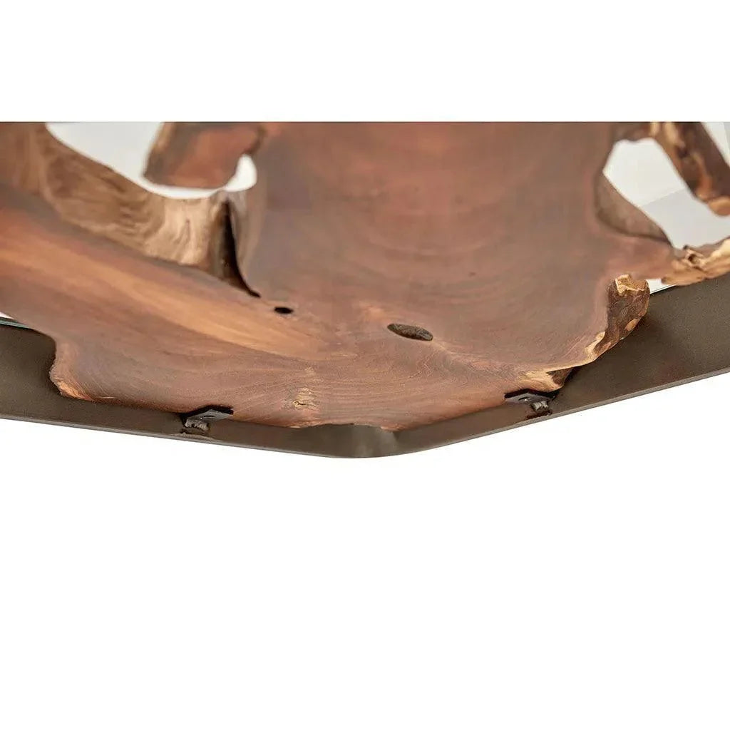 Kullen Teak Wooden Glass Square End Table - LOOMLAN - Urbia - Side Tables