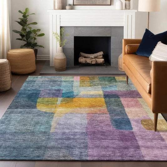 Kyra Blue Washable Indoor-Outdoor Rug-Outdoor Rugs-LOOMLAN Rugs-LOOMLAN