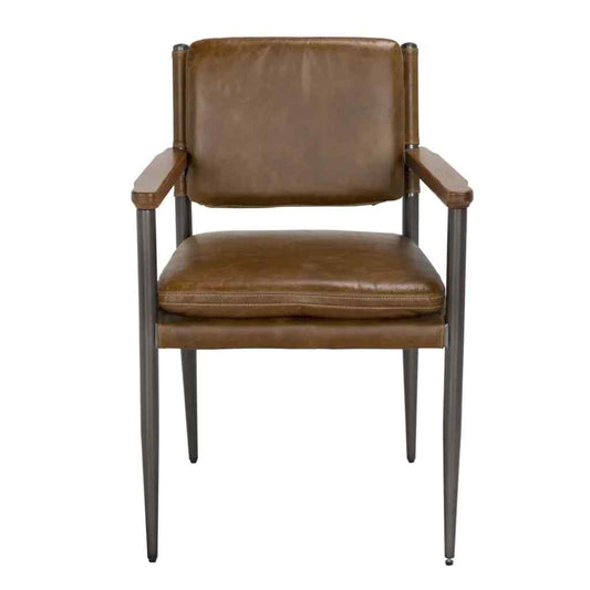 Wooster Brown Leather Dining Chair