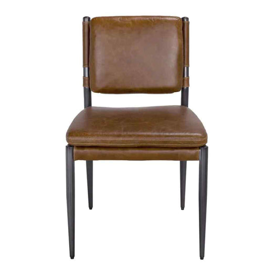 Wooster Brown Leather Armless Dining Chair
