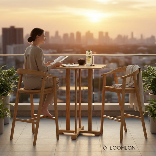 La Costa Teak Patio Square Bar Dining Set 3PC