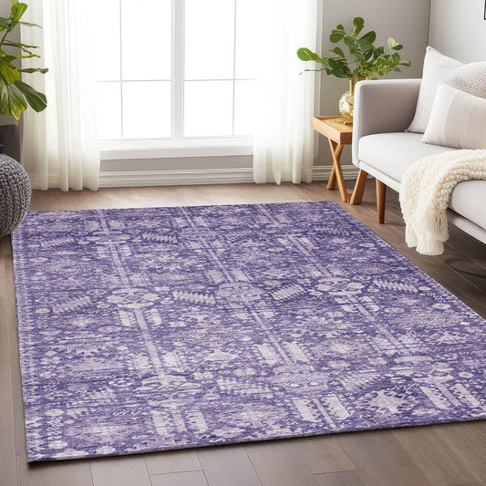 Laearis Purple Washable Indoor-Outdoor Rug