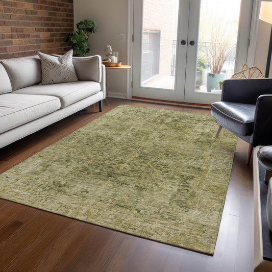 Laeon Green Washable Indoor-Outdoor Rug