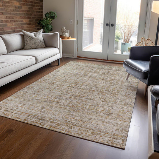 Laeoril Brown Washable Indoor-Outdoor Rug