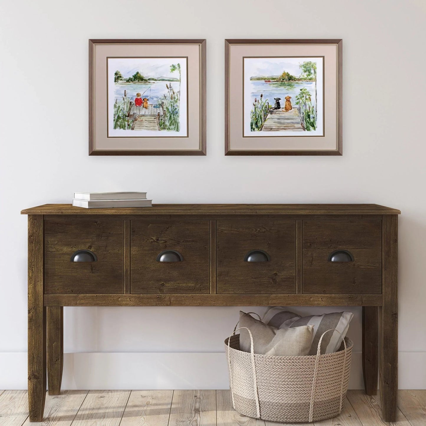 Lake Glass Front Green Framed Wall Art 2PC