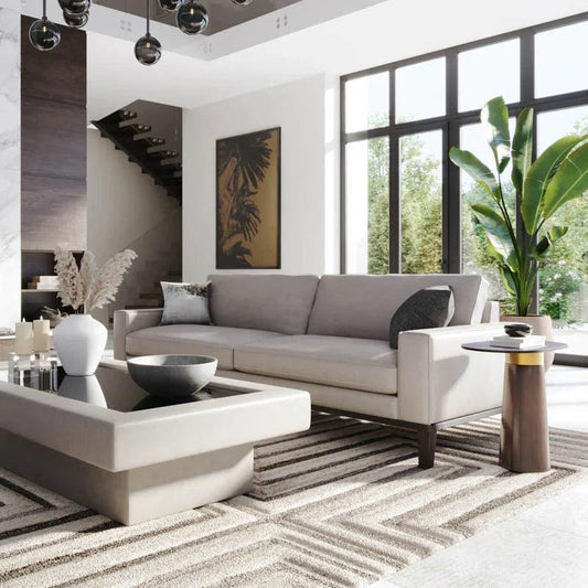 Lamont Side Table Black Glass & Concrete Base - LOOMLAN - SUNPAN - Side Tables